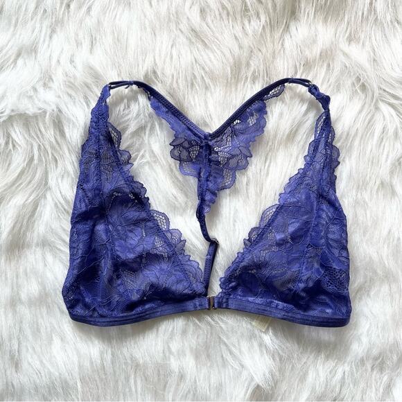Free People Other - Free People Lace Bralette Size XS Blue Purple Butterfly Racerback Bra